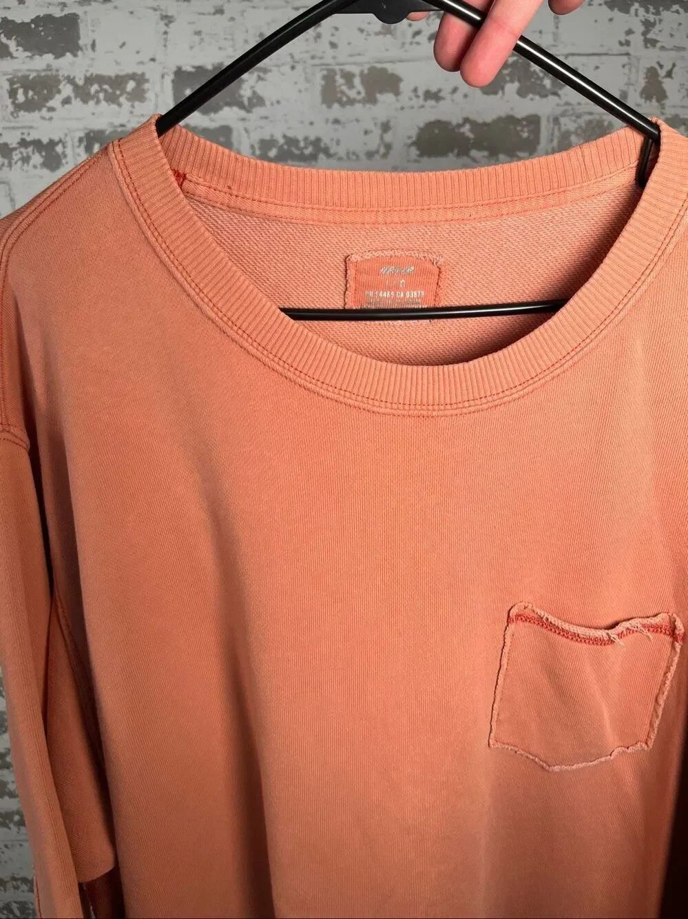 Aerie | women distressed peach crewneck pullover with pocket